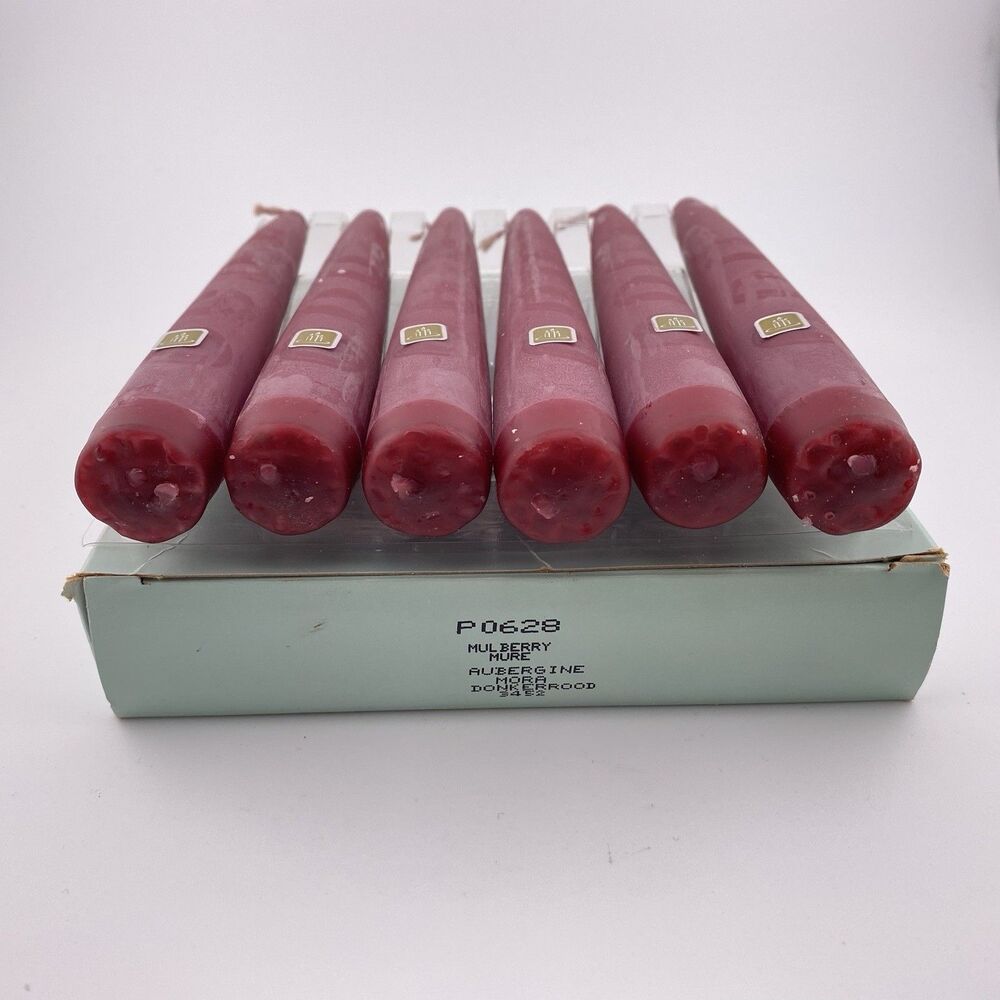 PartyLite MULBERRY 6” Handipt Taper Candles P0628 Dinner Set of 6 NIB
